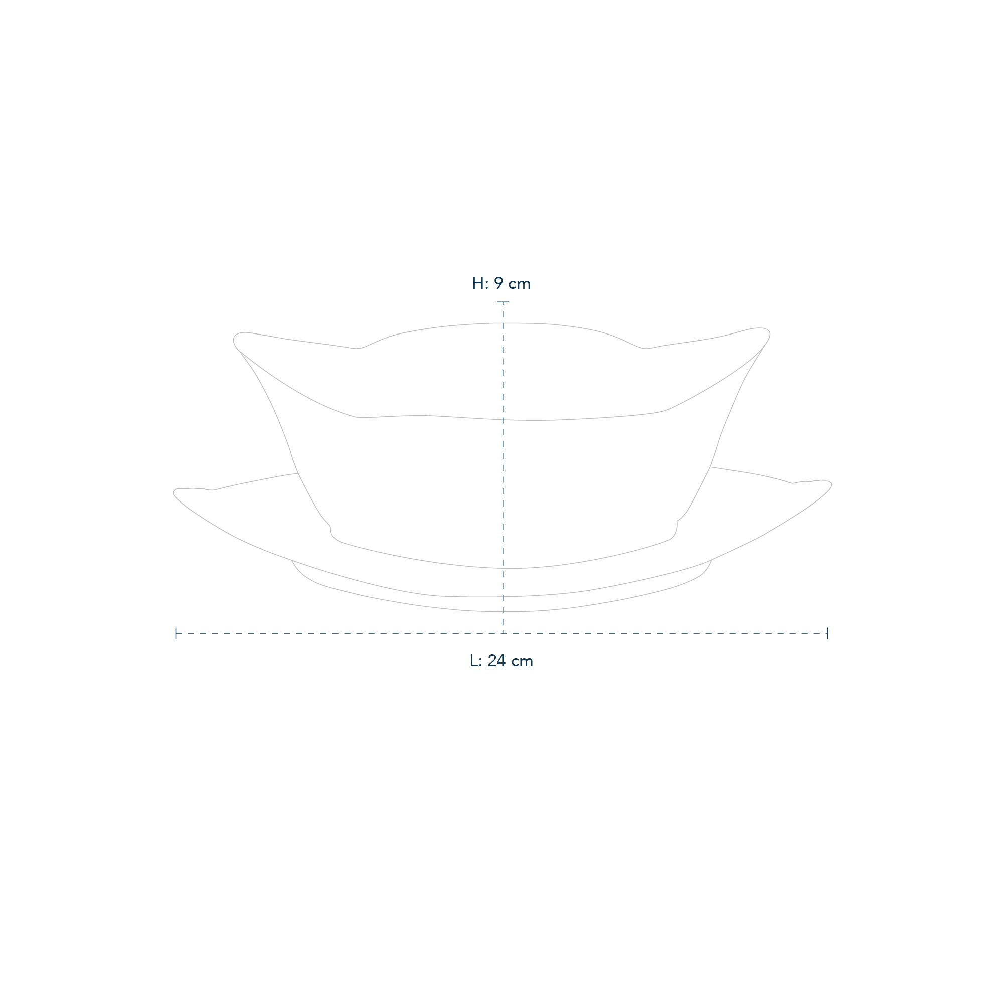 Line drawing of White Fluted Sauce Boat 55 cl